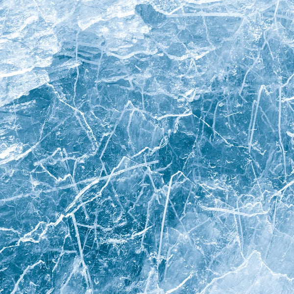 Frozen water, deep blue, cracks in ice