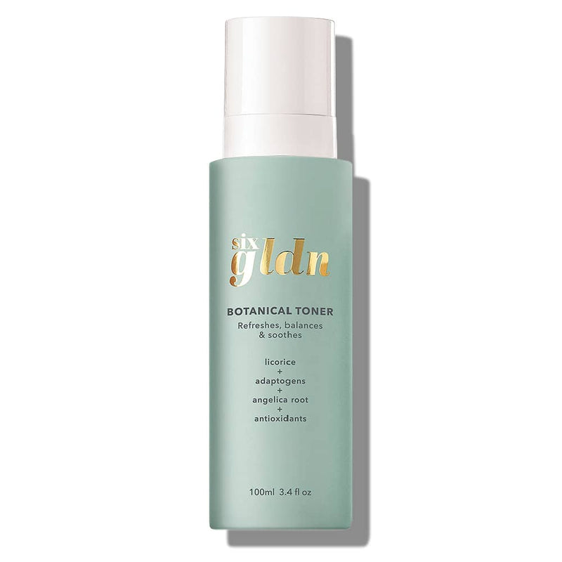 Six Gldn Botanical Toner is a stellar, triple-action toner leaves skin soothed, balanced and hydrated with our exclusive adaptogen and antioxidant-rich Phyto-Active Detoxifying Complex™. Leaves skin looking smoother and pores visibly tighter with daily use. Antioxidants help protect against UV, pollution, and blue light.